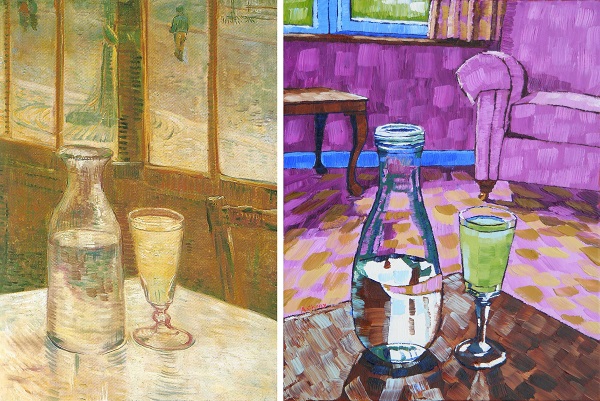 Still Life with Absinthe by Van Gogh 1887 and Anthony D. Padgett 2017