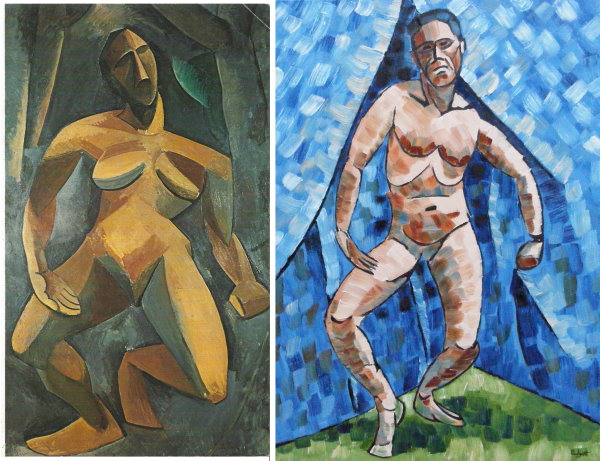 The Dryad 1908 by Picasso - left - and The Artist by Anthony Padgett 2018
