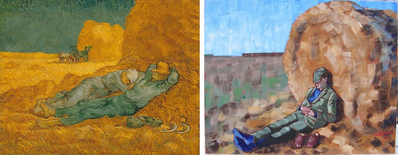 Noon Rest from Work (after Millet) by Van Gogh 1890 and Anthony D. Padgett 2017